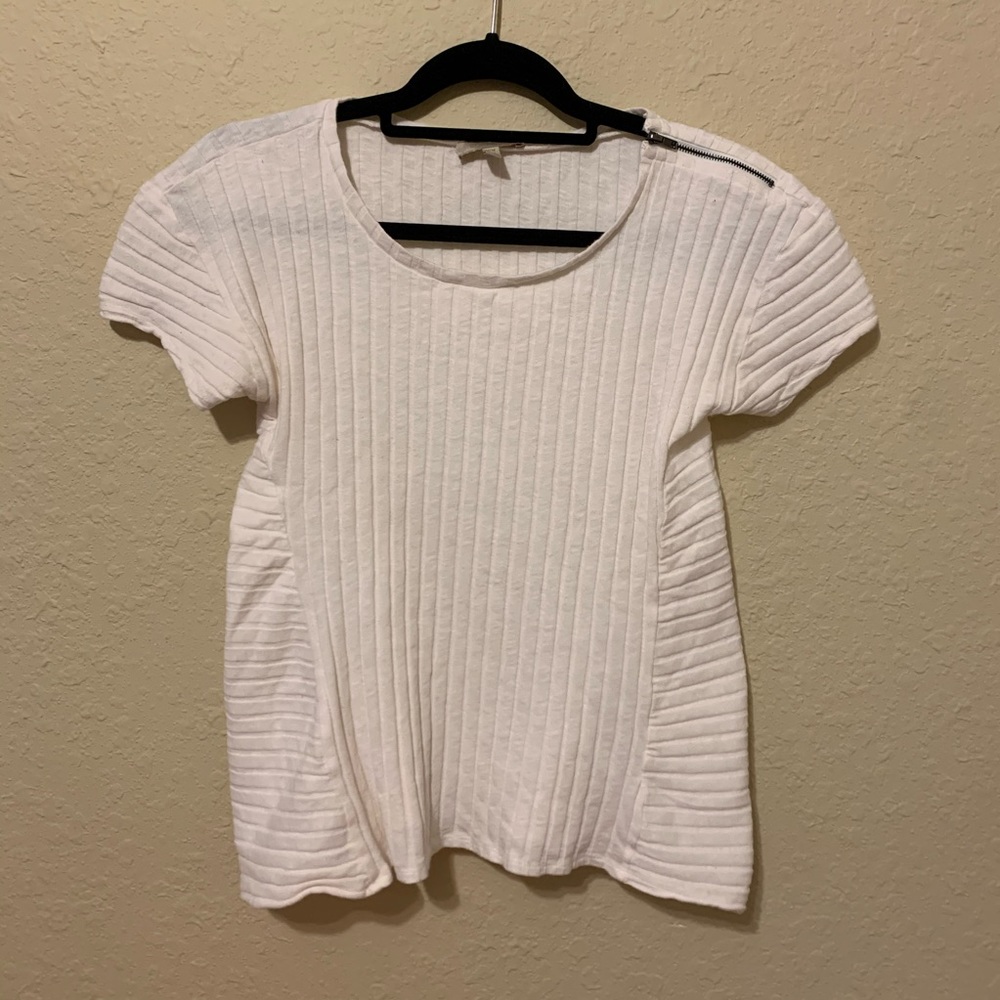 •Anthropologie• Bordeaux White Zipper shirt Sz M! - Picture 5 of 12